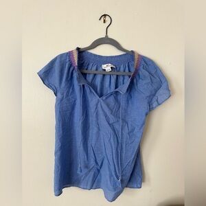 Small Vineyard Vines Blue Lightweight Short Sleeve Summer Blouse